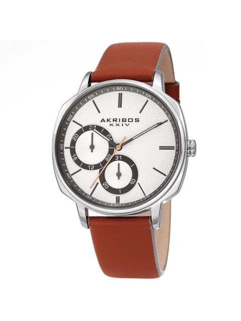 Other Designers Akribos XXIV Quartz Silver Dial Brown Leather Men's Watch AK1022TN