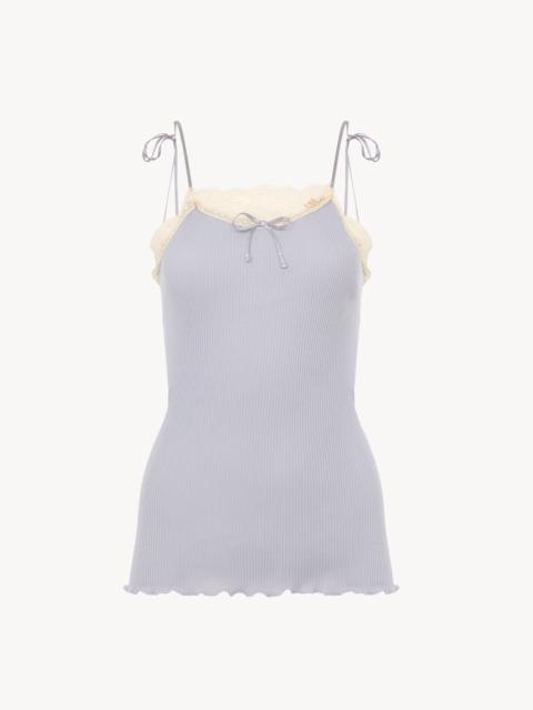 Chloé THIN-STRAP TANK TOP IN COTTON JERSEY & LACE