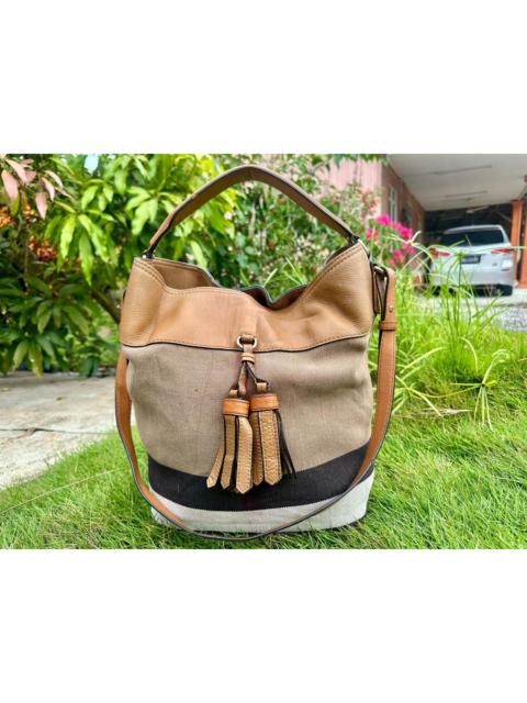 Burberry Authentic Burberry Saddle Brown Mega Check Ashby Tassel