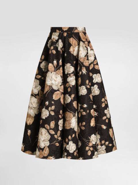 Dolce & Gabbana Vintage rose-print brocade midi skirt