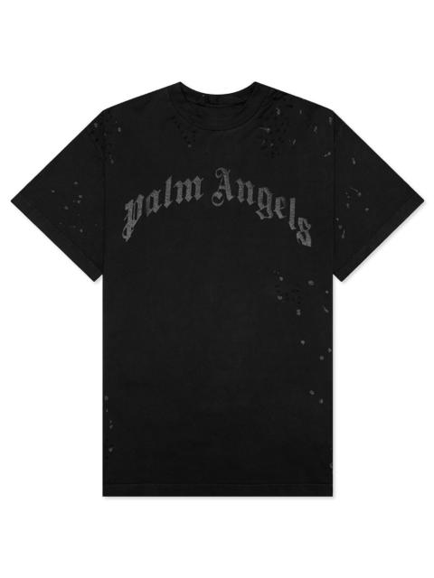 Palm Angels PALM ANGELS GLITTERED LOGO CLASSIC TEE - BLACK/BLACK