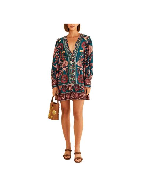 FARM RIO FARM Rio Seashell Tapestry Teal Mini Dress