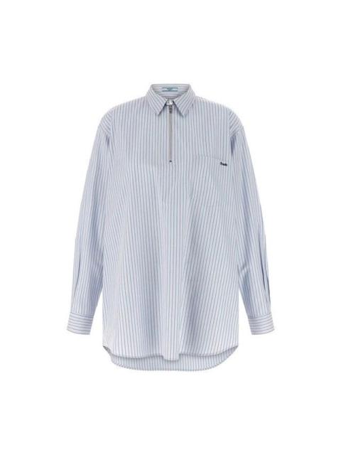 Prada PRADA Blue Cotton Striped Shirt New & Authentic (Women's siz