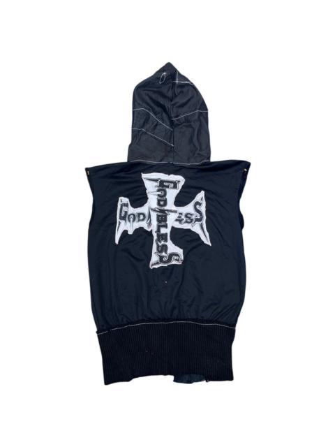 Other Designers VINTAGE GOD BLESS PUNK GOTHIC LEATHER VEST JACKET PATCH WORK