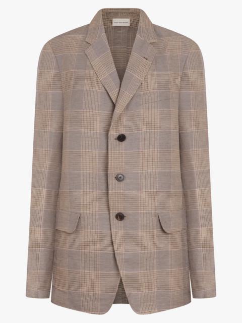 Dries Van Noten BILBO SINGLE BREASTED CHECK PRINT JACKET | MUSTARD