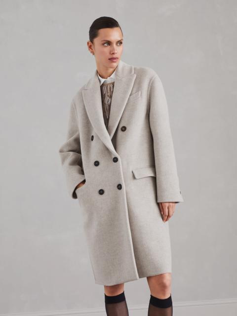 Brunello Cucinelli Hand-crafted virgin wool and cashmere double cloth coat with monili