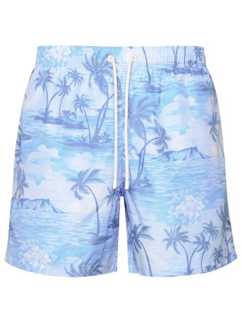 Palm Angels Man Palm Angels 'Sunset' Blue Polyester Swimsuit