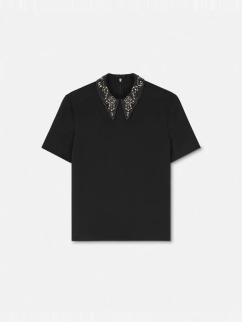 VERSACE Studded Envers-Satin Top