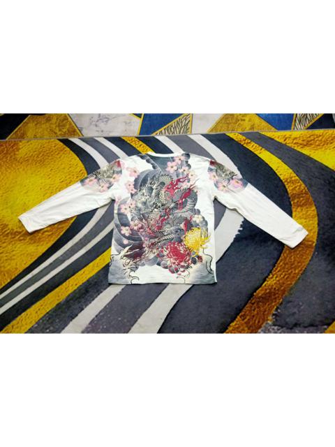 Other Designers Designer - KARAKURI TAMASHII Dragon embroidery motive Distressed shirt