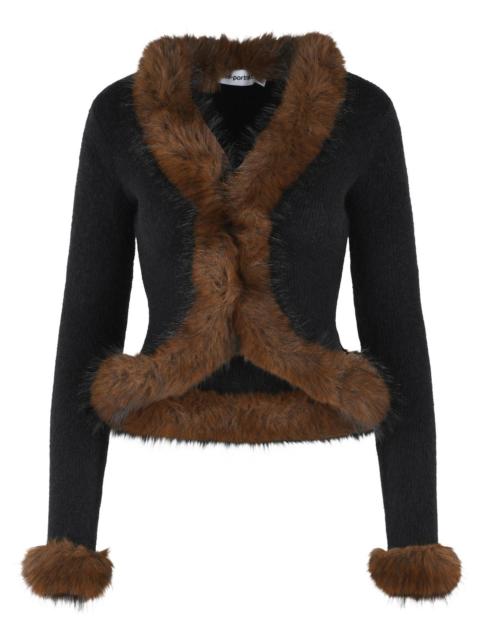 self-portrait Self-Portrait Alpaca Blend Cardigan Black Women