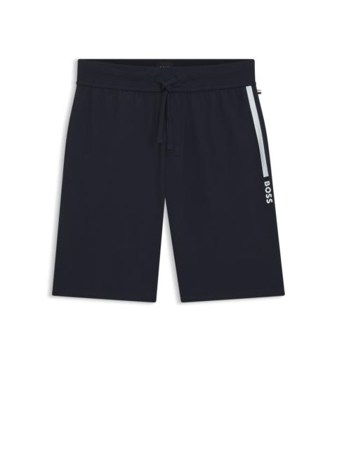 BOSS COTTON-TERRY SHORTS WITH LOGO AND STRIPE