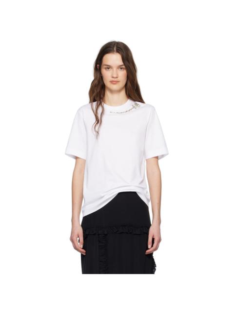 White Embellished Flower T-shirt