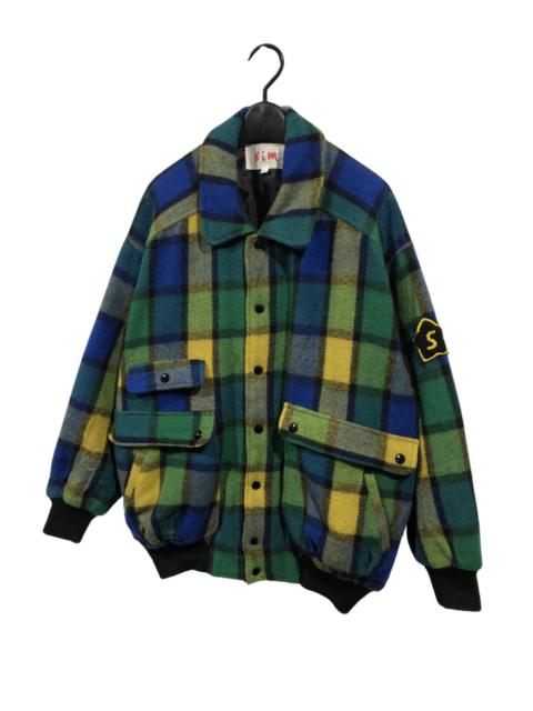 Other Designers Japanese Brand - Last Call🚨Sim Plaid Tartan Heavy Wool Bomber Flight Jacket