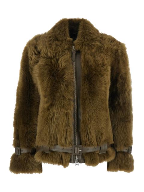 Tom Ford Women Brown Jacket With Adjustable Belt On The Waist In Fur Woman