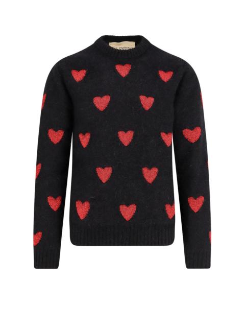 Valentino Wool And Mohair Sweater With Lurex Hearts