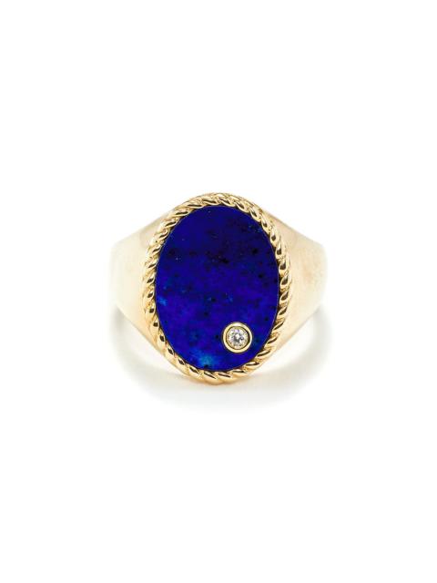 Yvonne Léon 9K Yellow Gold Lapis Signent Ring blue