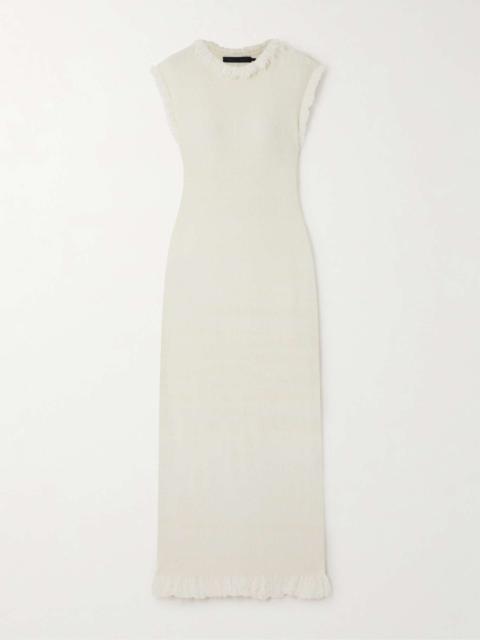 Toni cut-out fringed bouclé maxi dress