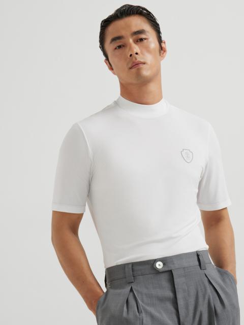 Brunello Cucinelli Techno piqué mock neck T-shirt with logo