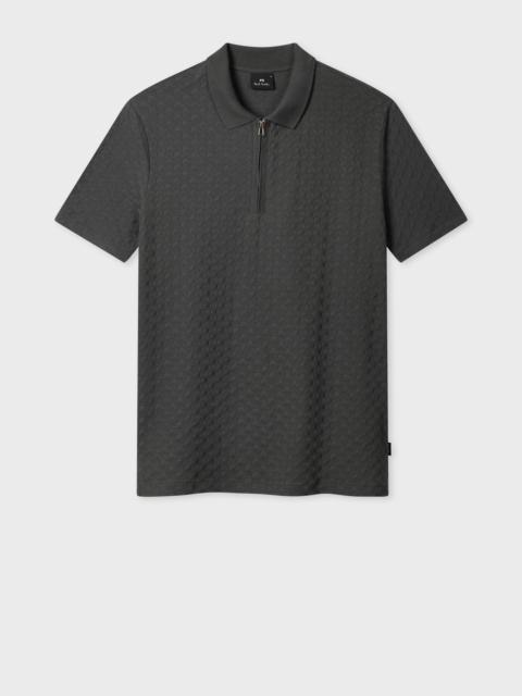 Paul Smith Dark Grey Jacquard Cotton Zip Polo Shirt