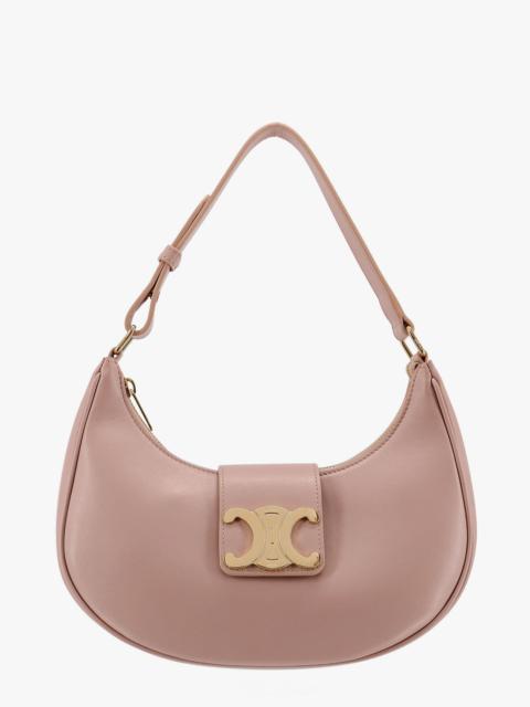 Celine Women Ava Leather Shoulder Bag With Triomphe Logo