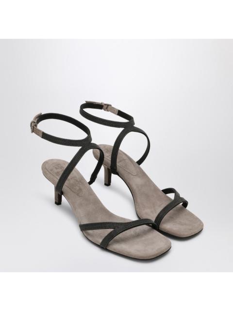 Brunello Cucinelli Sandal City Grey with Precious Straps