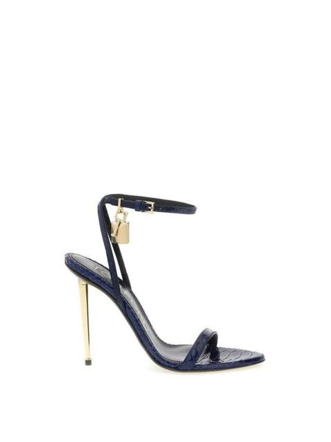TOM FORD TOM FORD Padlock Blue Embossed Leather 110mm Sandals New & A