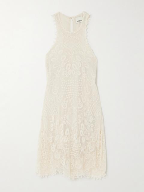 Isabel Marant Valida Embelished Embroidered Tulle Mini Dress