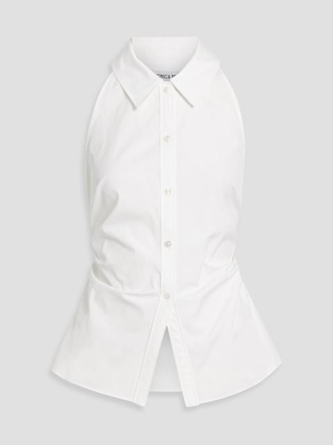 VERONICA BEARD Regina ruched cotton-blend poplin shirt