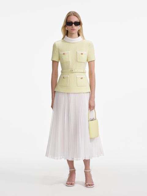 self-portrait Yellow Boucle Midi Dress