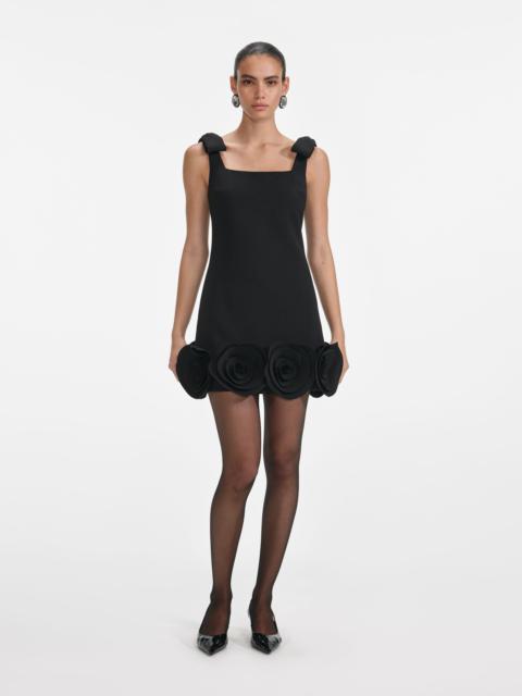 self-portrait Black Crepe 3D Flower Mini Dress