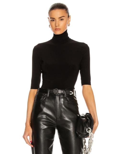 NORMA KAMALI Slim Fit Short Sleeve Turtleneck Top