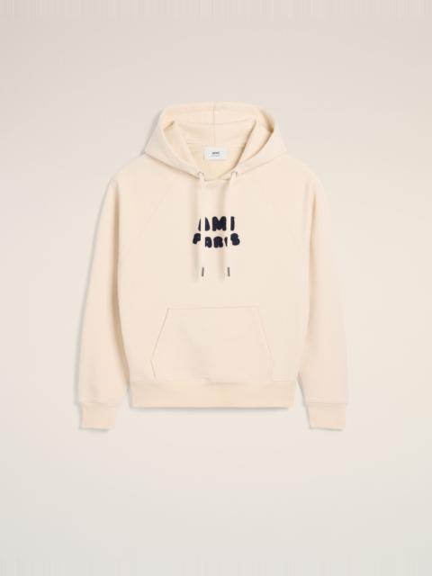AMI Paris BEIGE COTTON HOODIE WITH AMI PARIS PATCH