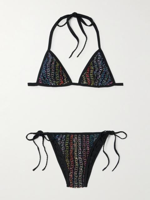 Missoni Mare Sequined Metallic Crochet-knit Triangle Bikini