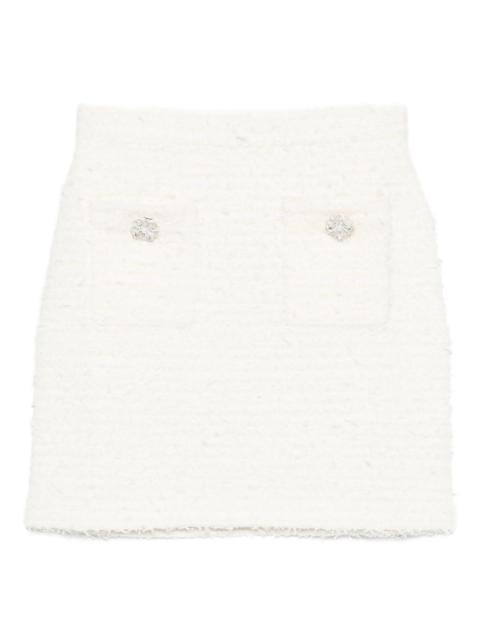 self-portrait Cream Textured Knit Mini Skirt