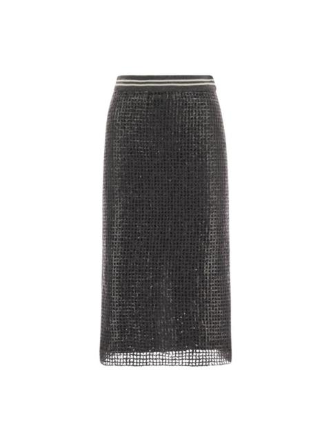 Brunello Cucinelli Brunello Cucinelli Dark Grey Textured Midi Skirt