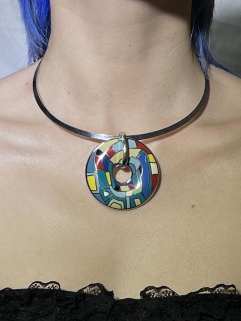 Other Designers Vintage - Rare Multicolor Enamel Rio Circle Pendant Collar Necklace