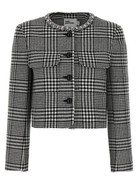 self-portrait Houndstooth Crystal Trim Blazer And Suits White/Black