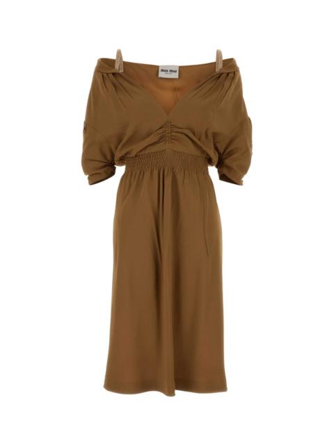 Miu Miu Miu Miu Women Camel Crepe Dress