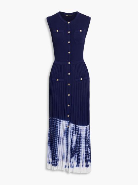maje Tie-dyed ribbed-knit midi dress