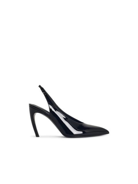 The Attico Slingback 'Viper' In Black Synthetic Paint Women