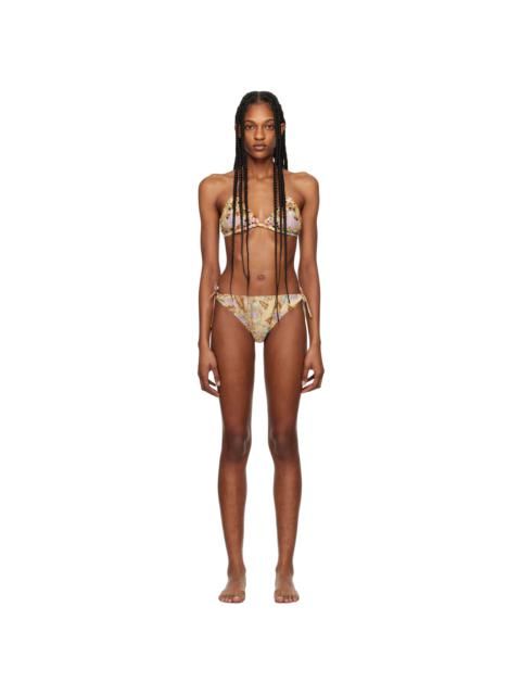 ANNA SUI Orange & Brown Beaded Bikini