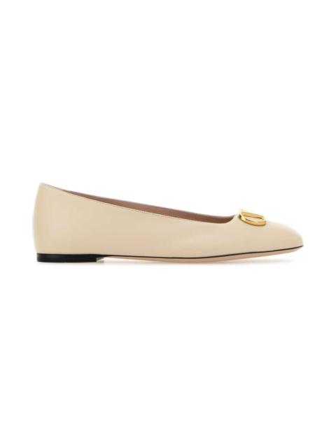 Valentino Ivory Leather Vlogo Signature Ballerinas