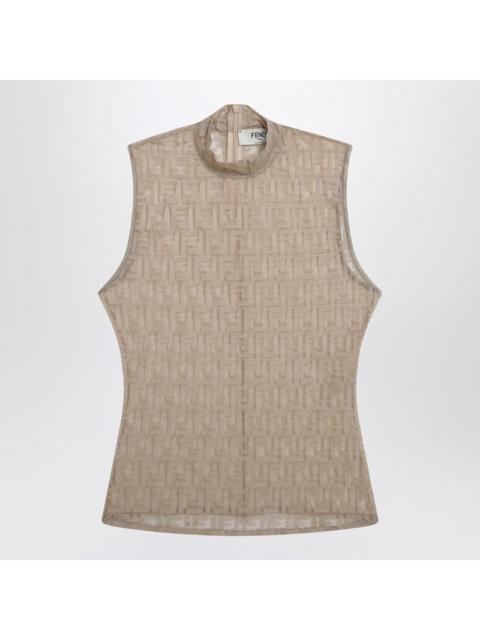 FENDI Fendi Beige Semi-Transparent Top With Ff Motif Women