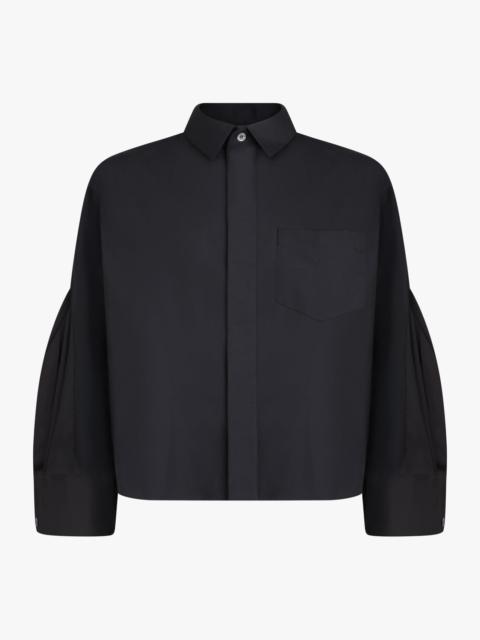 sacai CROP SHIRT WITH BALLOON SLEEVE DETAIL | BLACK