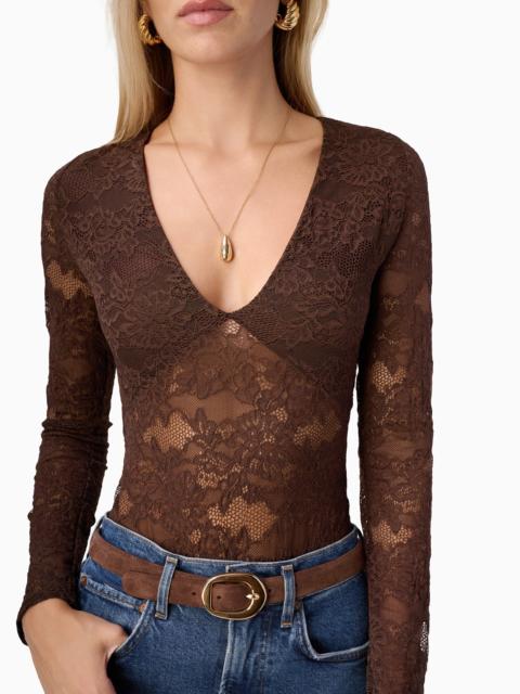 CAMI NYC NAMI LACE BODYSUIT SABLE