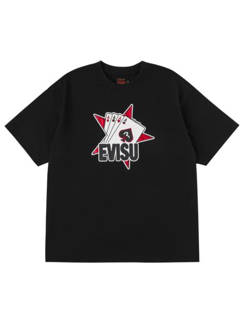 EVISU Poker Aces and Flocked Star T-shirt - Black