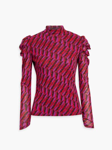 DIANE VON FURSTENBERG Remy printed mesh turtleneck top