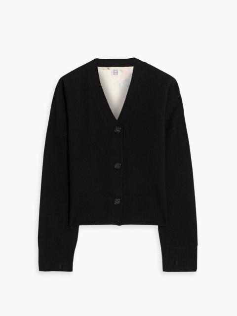 TOTEME Floral-print satin-paneled cashmere cardigan