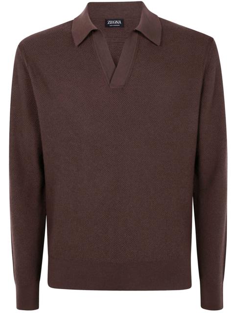 ZEGNA "Oasi" Cashmere Jacquard Polo