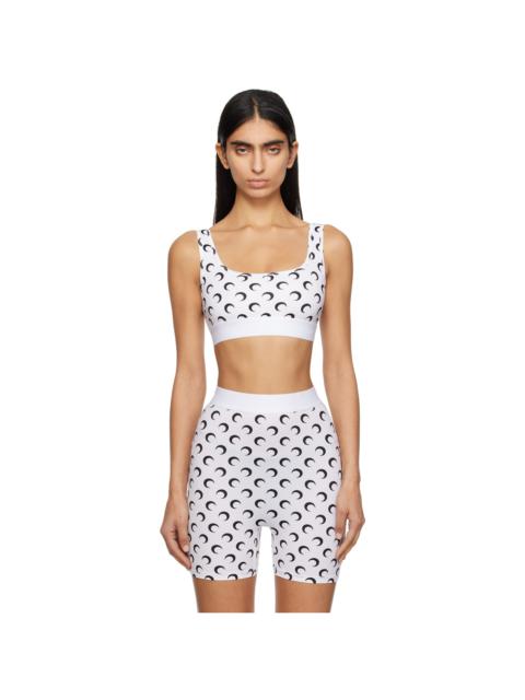Marine Serre White Moon Printed Jersey Sport Bra